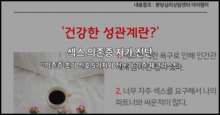 섹스 의존증 자가 진단 “의존증 초기 신호 5가지와 전문가 기준 체크리스트